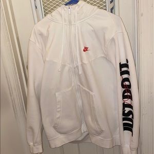 White Nike Just Do It hoodie/w zipper